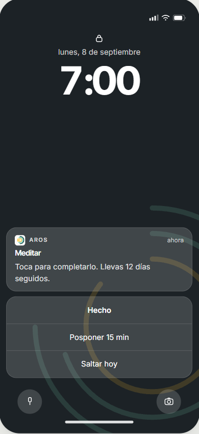Notificación de Aros en la pantalla de bloqueo